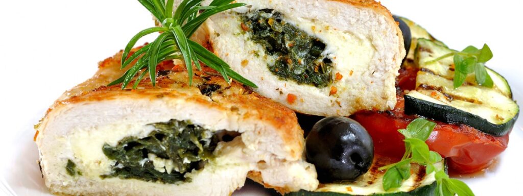 Rolled Chicken with Bacon and Spinach